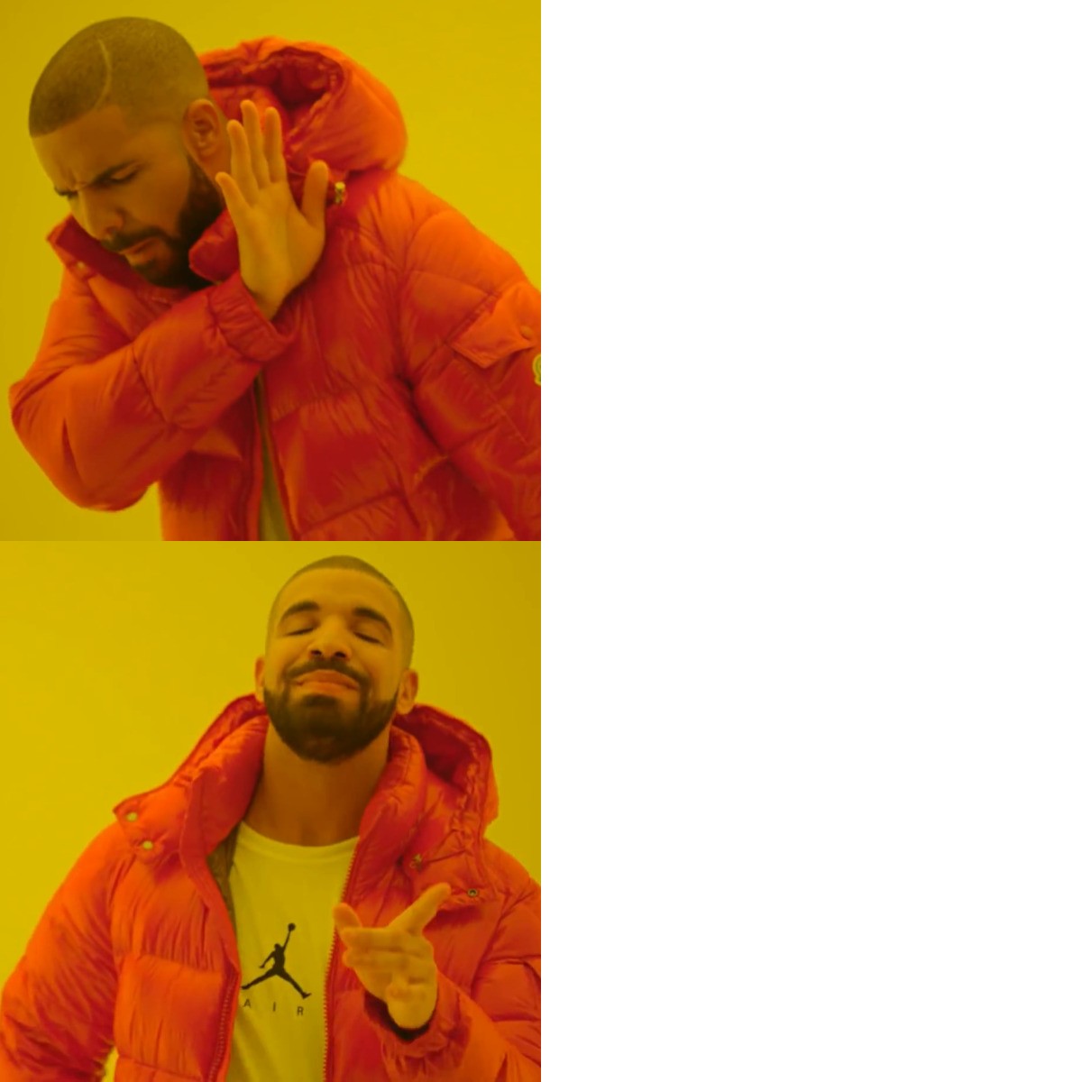 Drake Hotline Bling meme. Drake rejecting: "Ask every caller to wrap onSigned in useCallback". Drake approving: "Keep the callbacks in a ref".