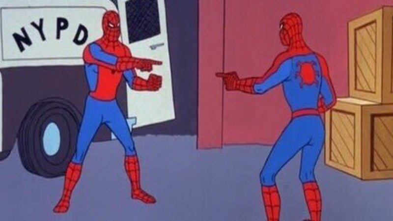 Spider-Man pointing at Spider-Man meme. Spider-Man on the left: "onSigned". Spider-Man on the right: "onSigned from the session you never destroyed".